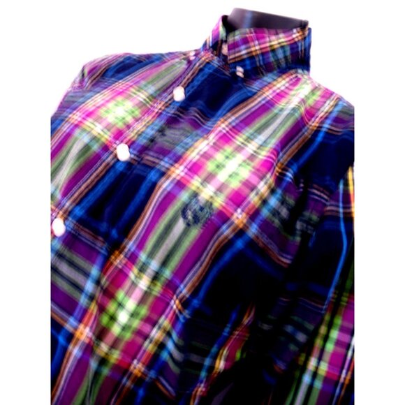 Chaps Blue/Green/Purple Cotton/Polyester Long Sleeve Shirt Men's Size Medium - Picture 7 of 14